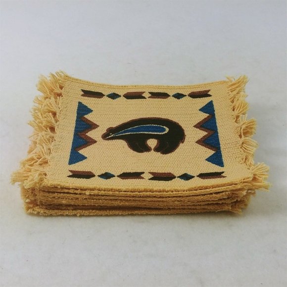 Cloth Coasters El Paso Saddleblanket Co Texas India 7"x6" - Picture 6 of 6